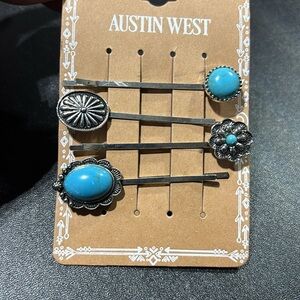 Austin West Hair pins,Faux turquoise stone,silver tone,Western,boho,cowgirl